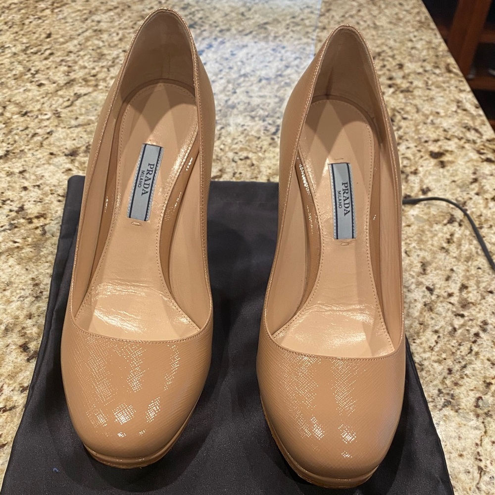 Prada round toe heels